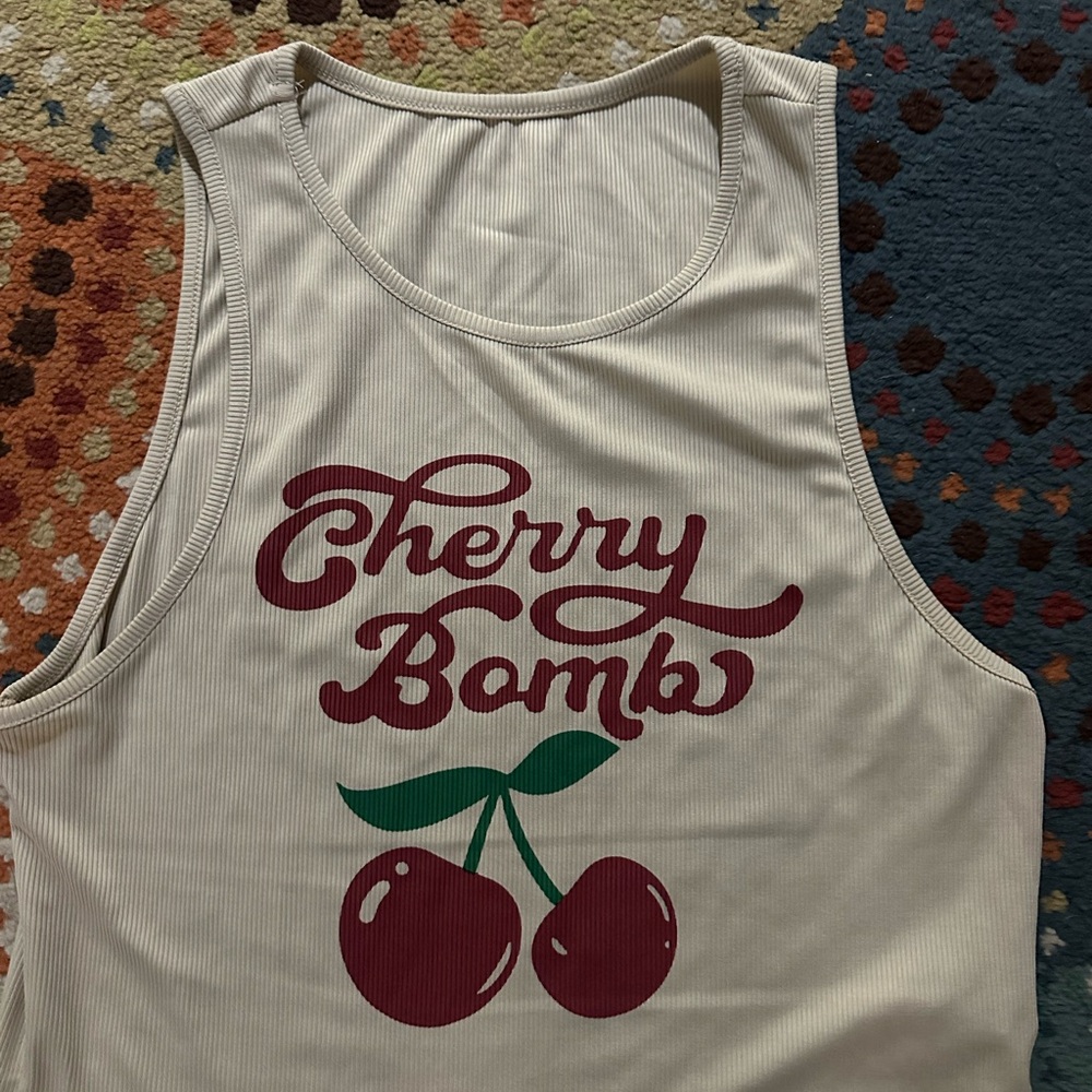 Cherry Bomb Graphic Tank Top - Cream